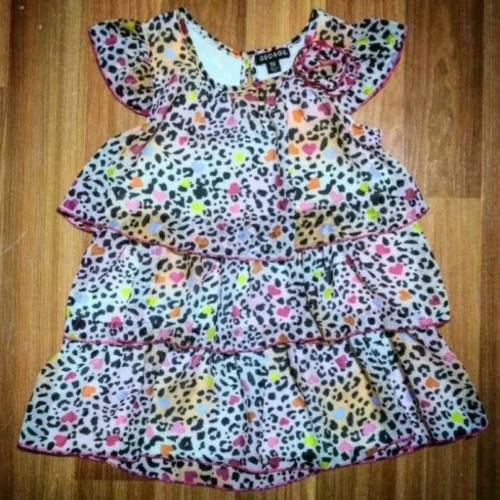 George Girls, 3 Tiered Graphic Print Layered Dress